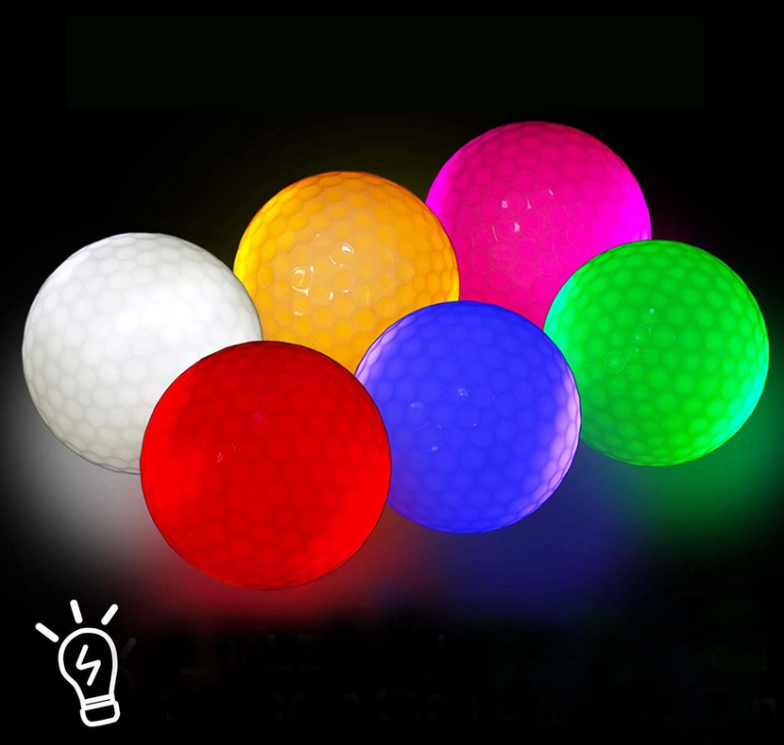 光るゴルフボール LED 6個セット 打つと光る 8分間光る 高弾性