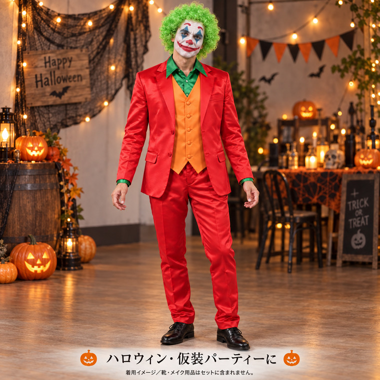 ジョーカー コスプレ 映画 JOKER 赤 コスチューム ピエロ ハロウィン