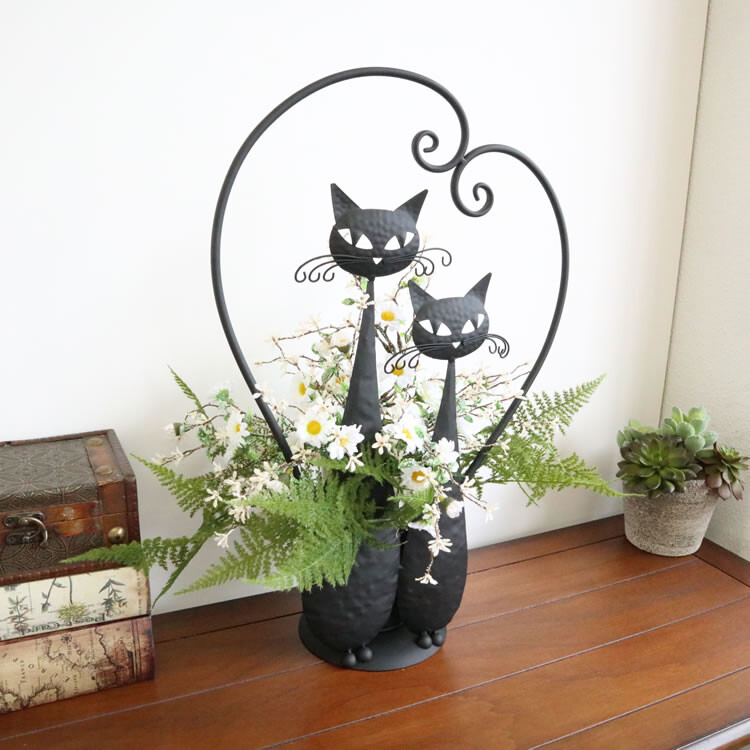 まるこ＊アイアン 猫脚 プランター 受鉢 インテリア ガーデン フラワーポット 鉢カバー プランター アイアン 猫 ねこ ネコ キャット