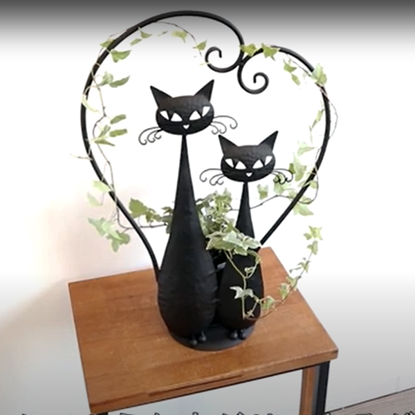 フラワーポット 鉢カバー プランター アイアン 猫 ねこ ネコ キャット