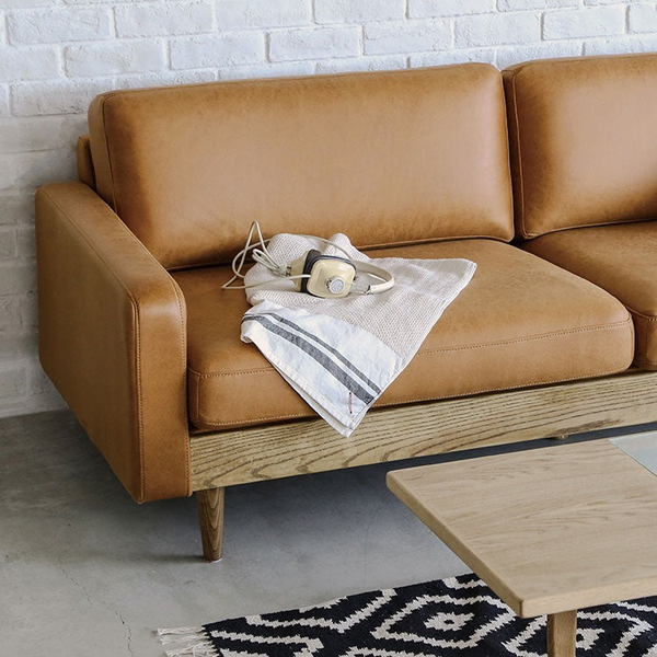 【美品】北欧風　ソファ 2P 木製フレーム　タモ材 gup_st16-2h