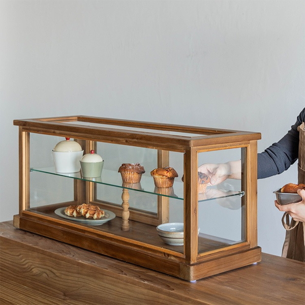 Wooden showcase 幅88.5 ガラスケース ショーケース アンティーク 北欧