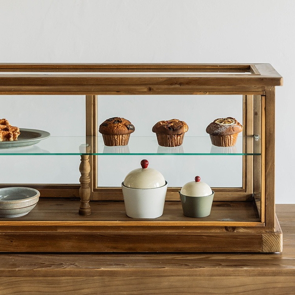 Wooden showcase 幅88.5 ガラスケース ショーケース アンティーク 北欧