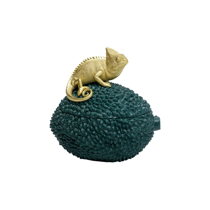 カメレオン デコボックス 小物入れ 爬虫類 おしゃれ 金 グリーン