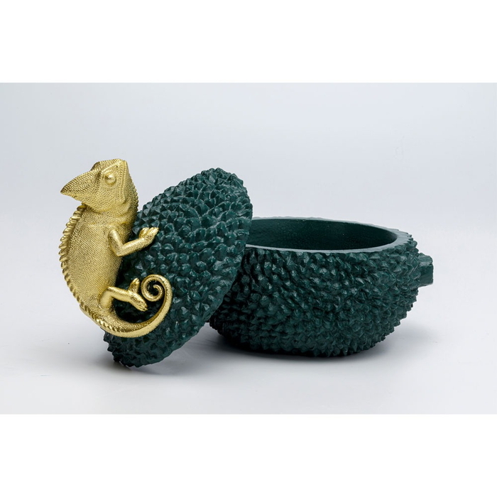 カメレオン デコボックス 小物入れ 爬虫類 おしゃれ 金 グリーン