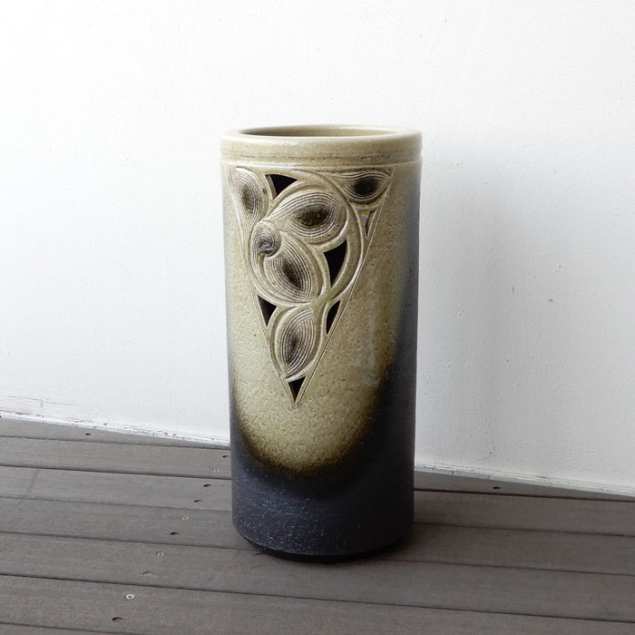 信楽焼 ビードロ唐草彫 傘立て かさ立て 傘たて 傘置き 玄関 陶器 高級