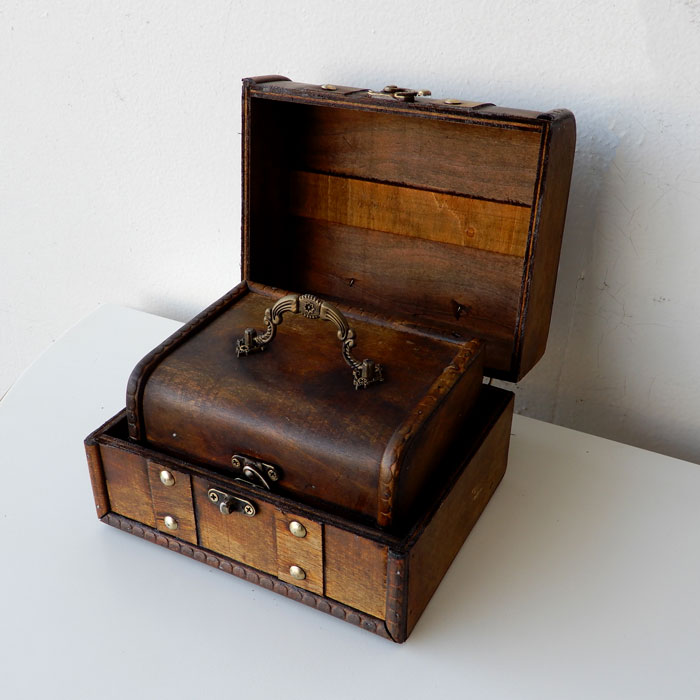 ウッドボックス 2個セット ブラウン トランクボックス ビンテージ