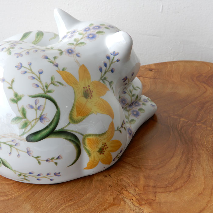 染陶器 猫 赤絵/青花 ねこ ネコ シノワズリ オリエンタル 和モダン