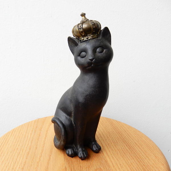 猫の置物 2体セット ブロンズ調 アンティーク雑貨 王冠ネコ 猫 置物 オブジェ インテリア雑貨 かわいい レトロ