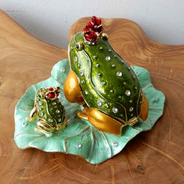 エナメルボックス 緑 ジュエリーケース フロッグ かえる カエル 蛙