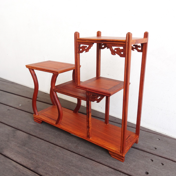 飾り棚 和風 和室 床の間 格子 花瓶 花梨 シノワズリ 珍品棚 盆栽棚