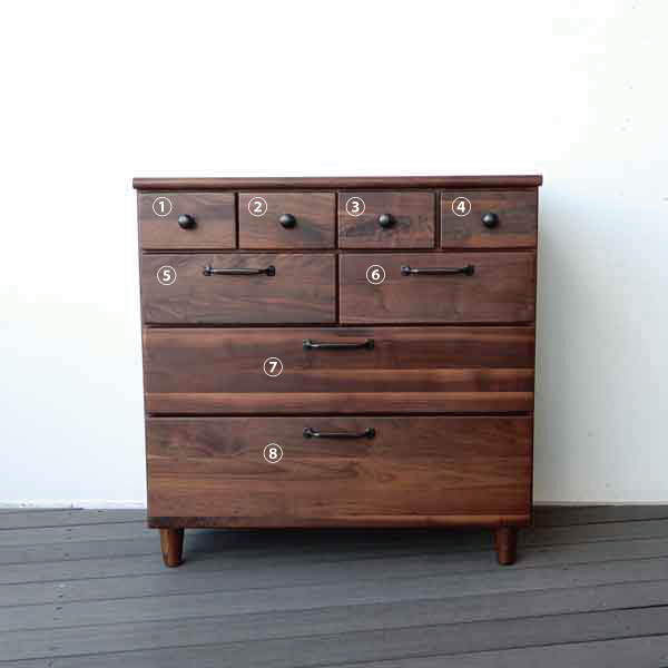 Frau 4段ローチェスト チェスト タンス 幅70 高さ71 ウォールナット