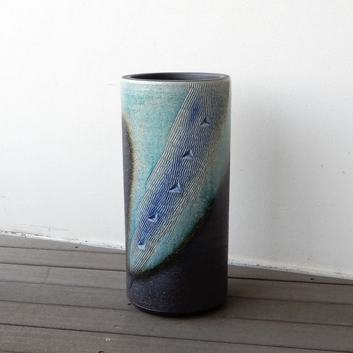 お値下げしました⤵信楽焼　傘立て  トルコブルー 高さ４７cm 信楽焼 トルコブルー 傘立て かさ立て 傘たて 傘置き 玄関 陶器 高級