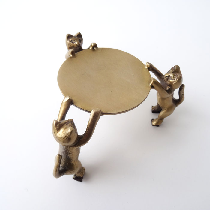 フランスブロカント 真鍮製ネコさんトレイ | minon antiques