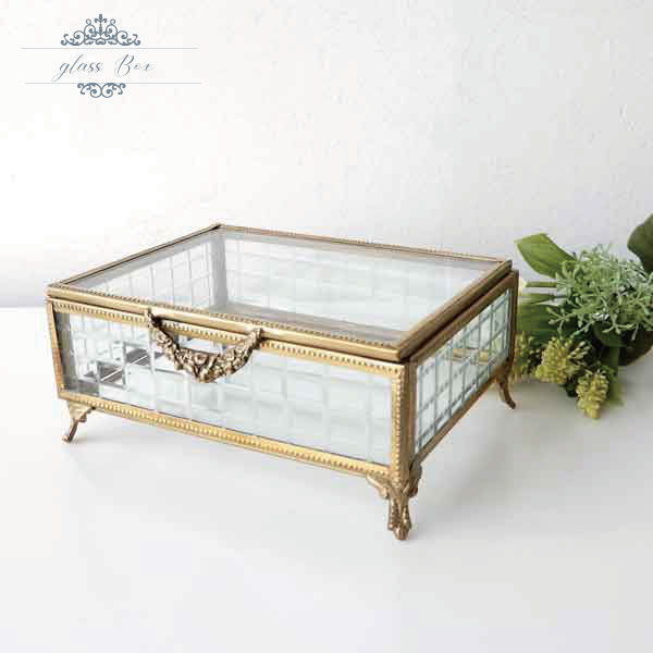 真鍮の蓋つきガラスボックス ガラスケース ガラスボックス 蓋付き 真鍮