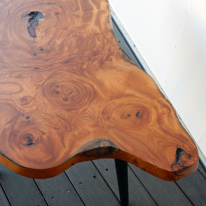 欅 けやき ケヤキ 一枚板 黒脚 サイドテーブル サイドテーブル