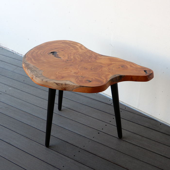 欅 けやき ケヤキ 一枚板 黒脚 サイドテーブル サイドテーブル