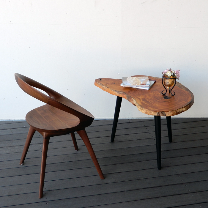 欅 けやき ケヤキ 一枚板 黒脚 サイドテーブル サイドテーブル