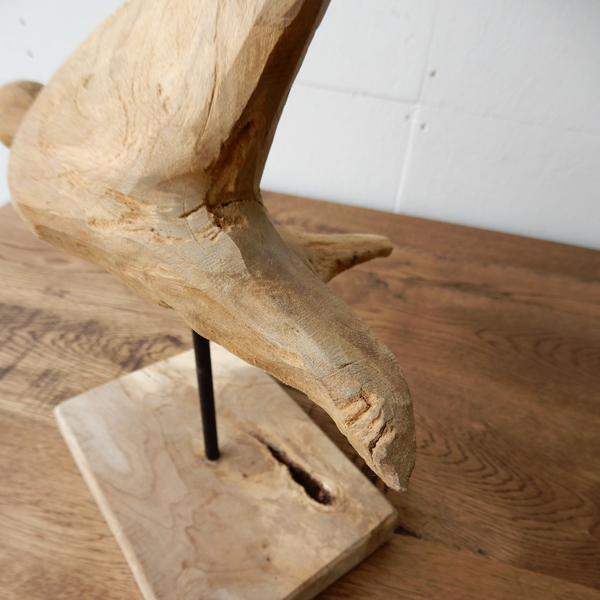 Teak bird A 木彫り 置物 鳥の木彫り 手作り 木製小物 チークウッド