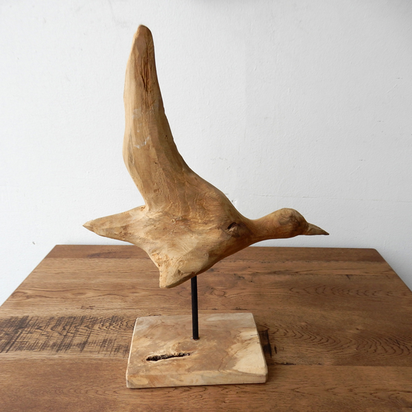 Teak bird A 木彫り 置物 鳥の木彫り 手作り 木製小物 チークウッド