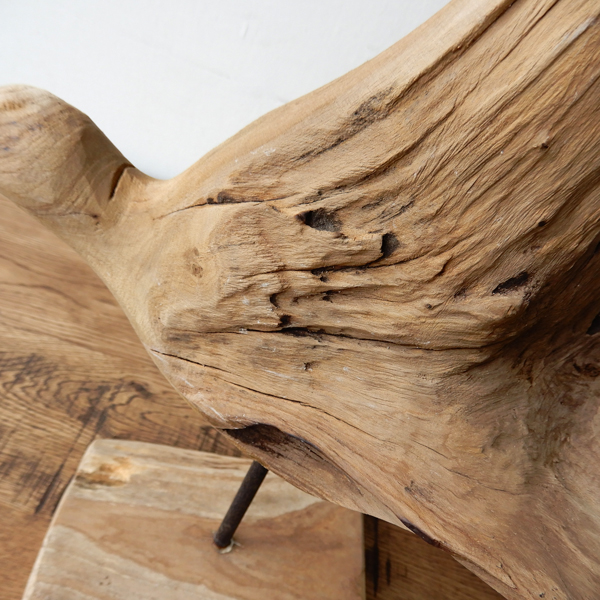 Teak bird B 木彫り 置物 鳥の木彫り 手作り 木製小物 チークウッド