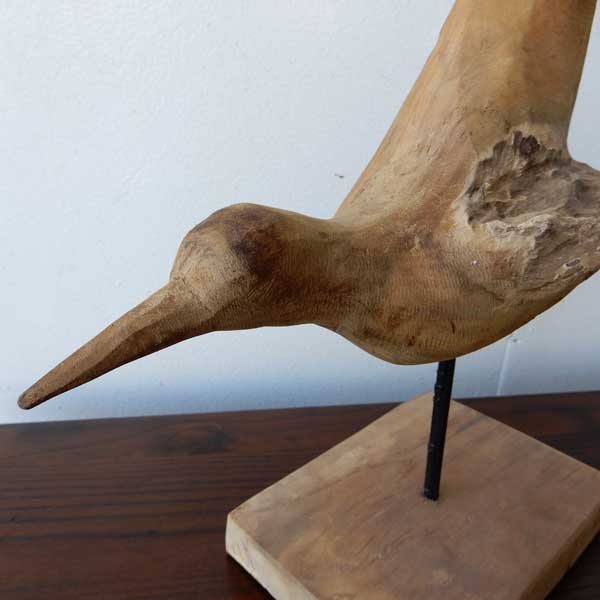 Teak bird D 木彫り 置物 鳥の木彫り 手作り 木製小物 チークウッド