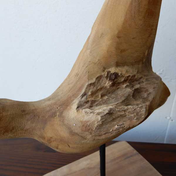 Teak bird D 木彫り 置物 鳥の木彫り 手作り 木製小物 チークウッド