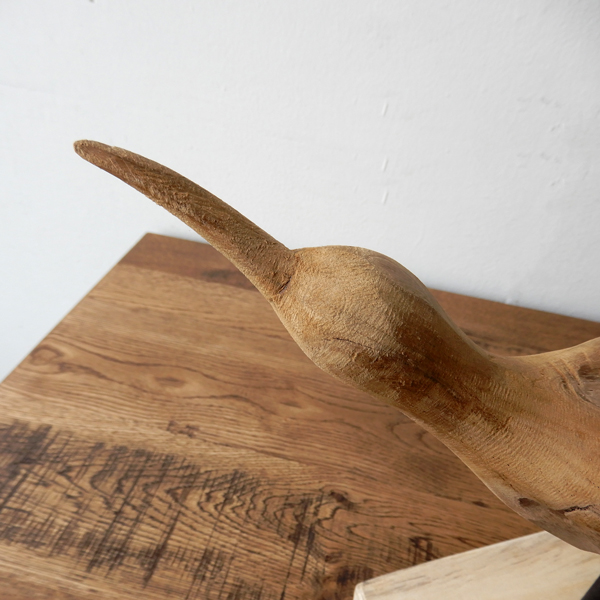 Teak bird F 木彫り 置物 鳥の木彫り 手作り 木製小物 チークウッド