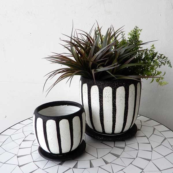 terracotta Pot stripe 懸崖4号鉢用 植木鉢 プランター 黒ポット