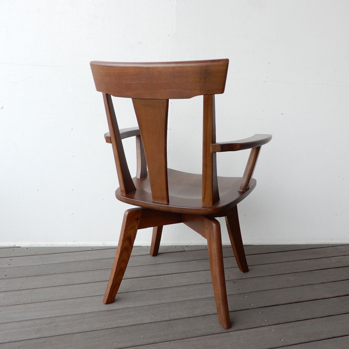 タモ無垢 回転アームチェア ナチュラル ダークブラウン ダイニング