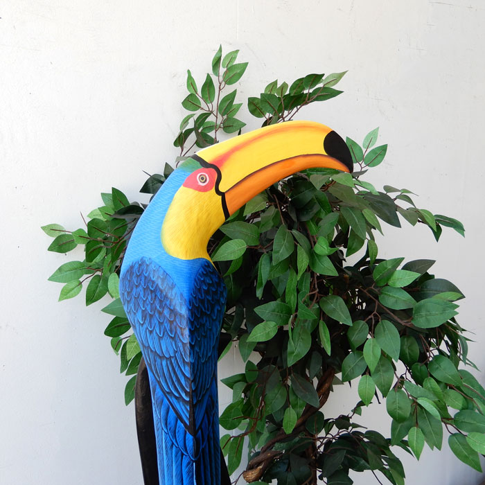 木彫りオニオオハシLブルー オニオオハシToco Toucanparrot トコ