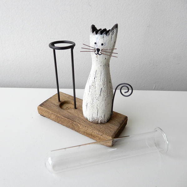 キャットチューブベース /ホワイト・ブラック 一輪挿し 花瓶 花入れ