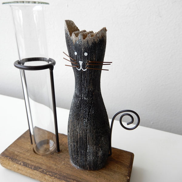 キャットチューブベース /ホワイト・ブラック 一輪挿し 花瓶 花入れ
