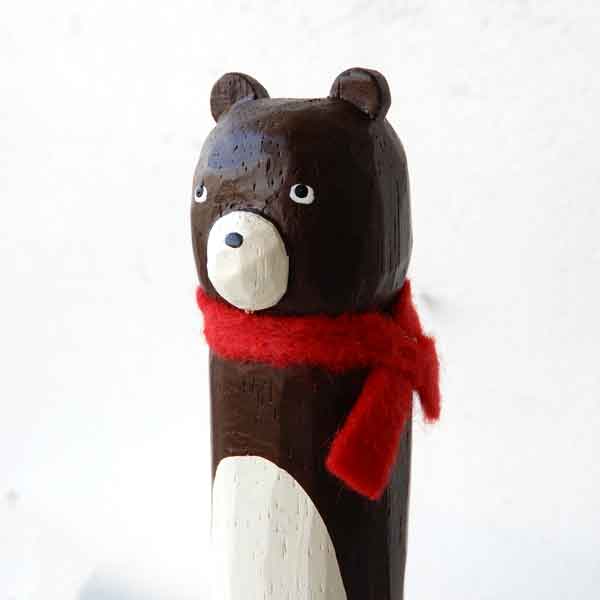 クリスマス 雑貨 X'mas 小物 動物 アニマル 置物 木彫り キツネ ロバ