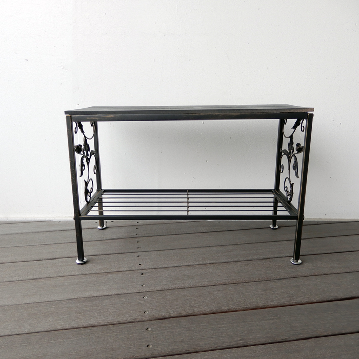 アイアンとウッドのフリーラック プランタースタンド 花台 2段 ラック