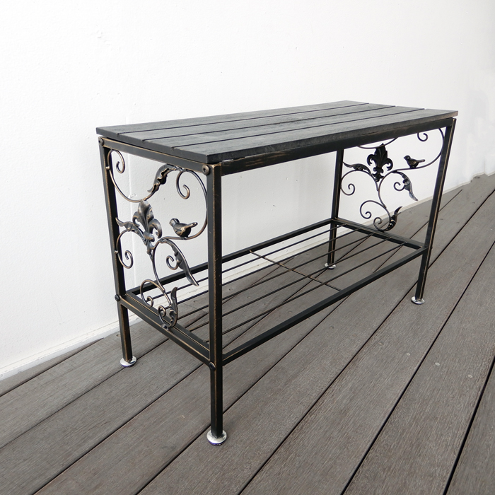 アイアンとウッドのフリーラック プランタースタンド 花台 2段 ラック