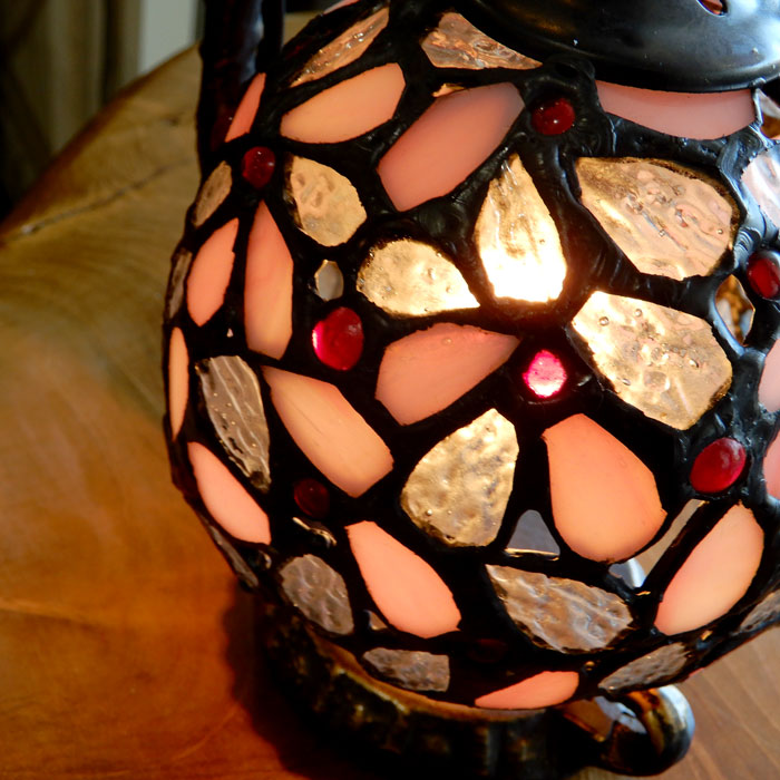 ピンク　新品未使用　ステンドランプ　ステンドガラス　卓上　テーブル　吊り下げ型 BLOOM ステンドグラスランプ PINK ステンドグラス ランプ ステンド