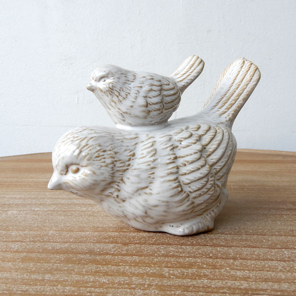 Bird parent and child 小鳥 置物 鳥 陶器製 おしゃれ かわいい 親子の