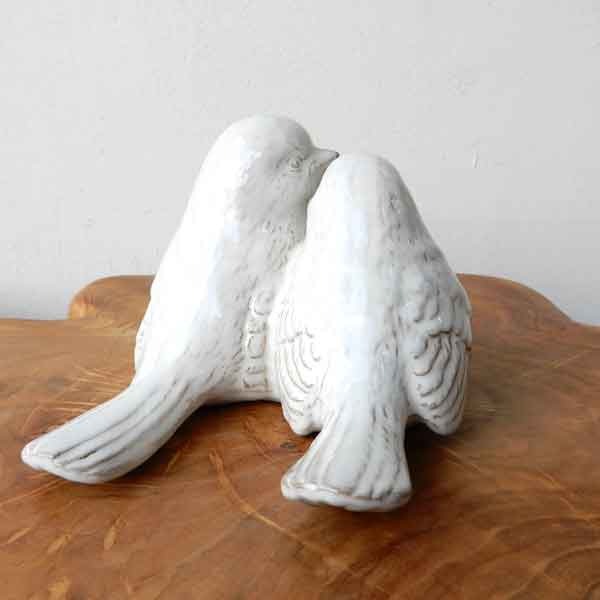 pair of birds 小鳥 置物 鳥 陶器製 おしゃれ 可愛い つがいの小鳥