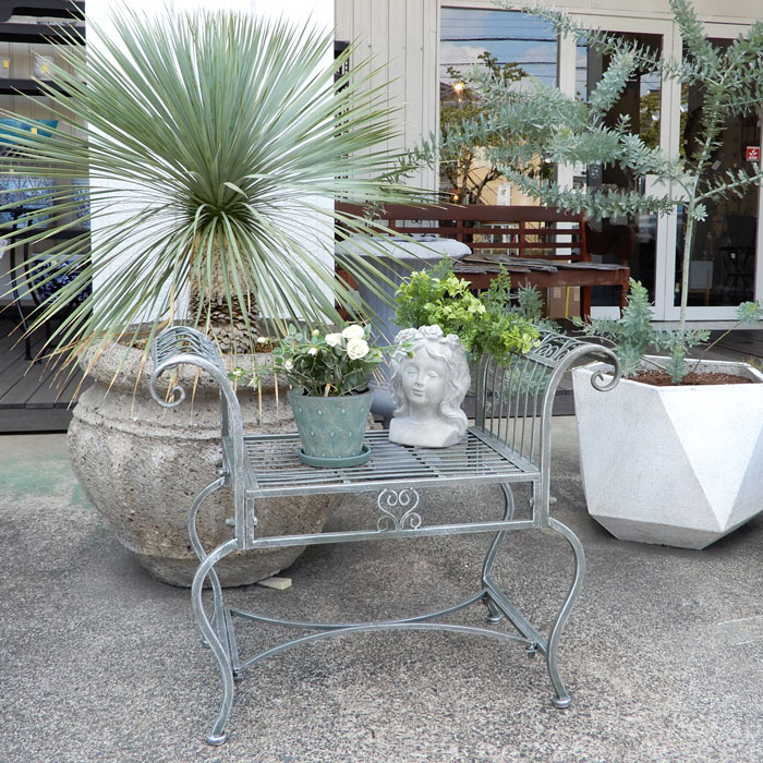 ガーデンアームチェア おしゃれ グレー アイアン アールデコ シャビー