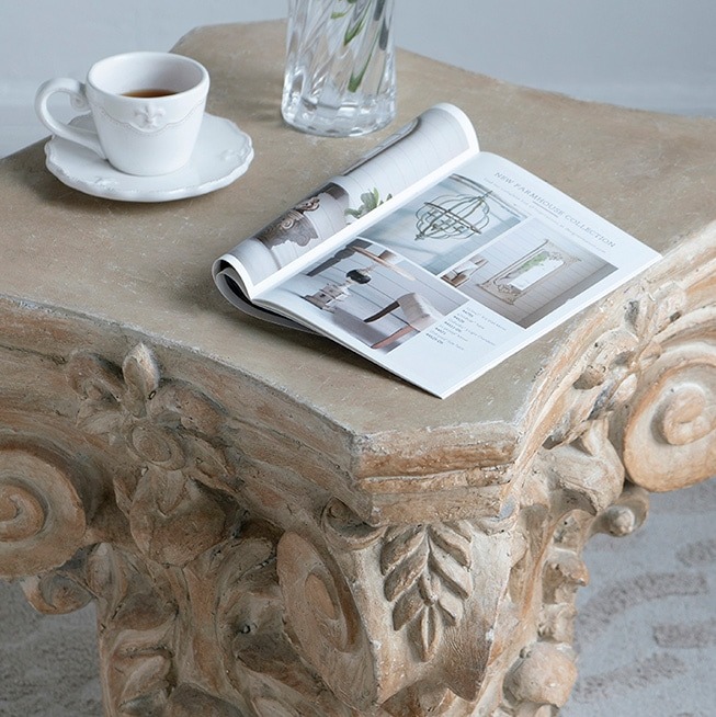 アクセントテーブル 宮殿柱デザイン Lサイズ 台座 テーブル サイド