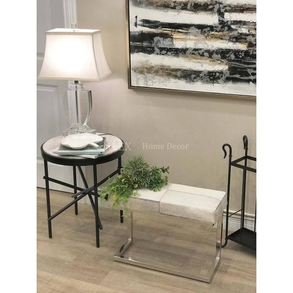 スツール リアルファー ブラウン モダン 毛皮 スチール AS-8010-A スツール リアルファー Large おしゃれ 北欧 玄関スツール グレー Grey