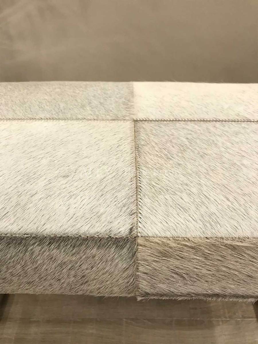 スツール リアルファー Large おしゃれ 北欧 玄関スツール グレー Grey