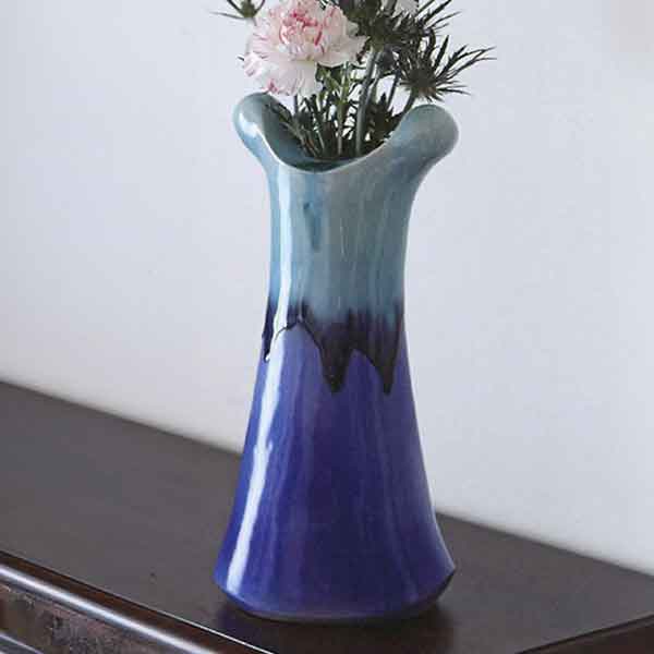 青花入れ 信楽焼 花器 花瓶 ブルー 青 11号 おしゃれ 和モダン