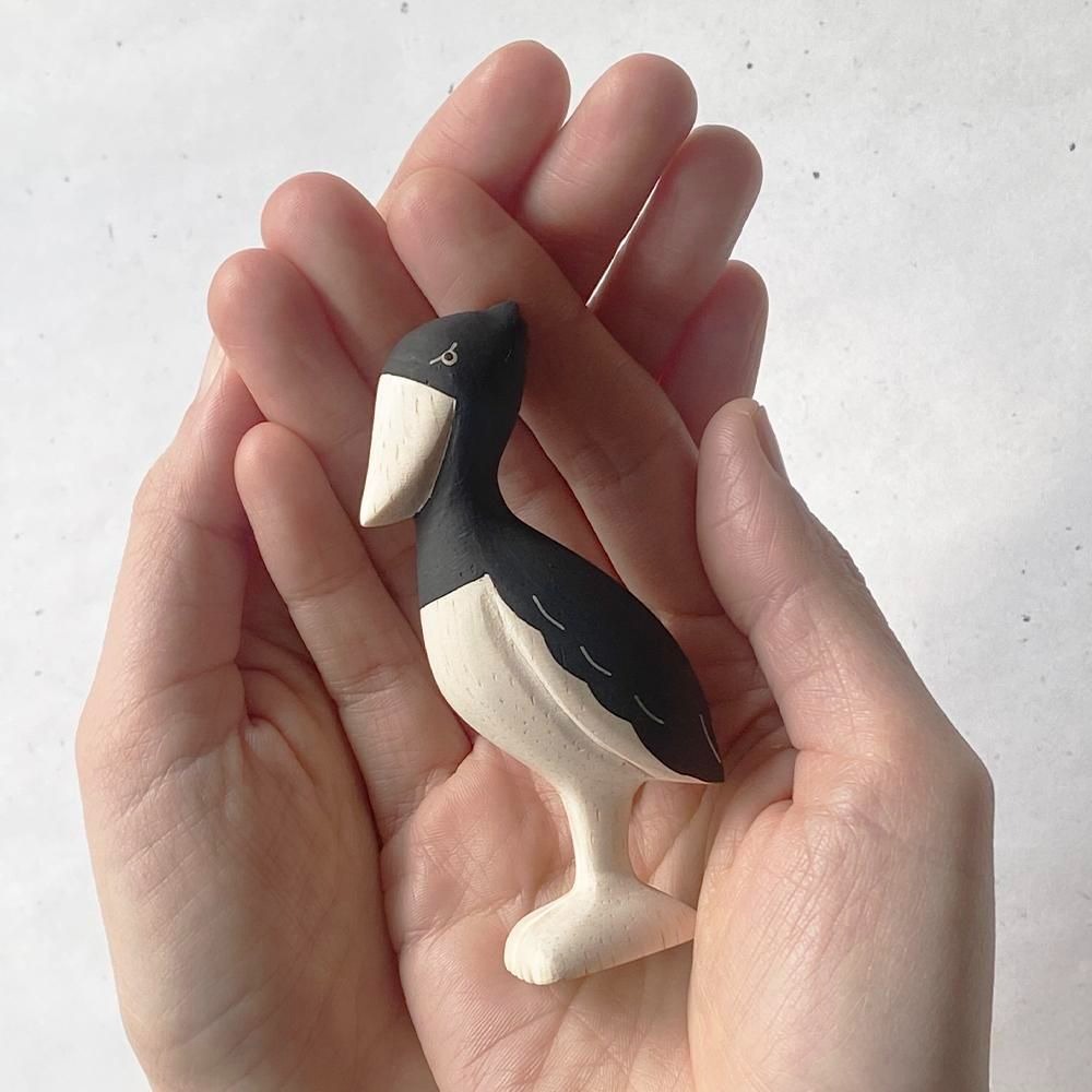 ハシビロコウの木彫 インテリア 置物 木彫り 木製 動物雑貨 可愛い