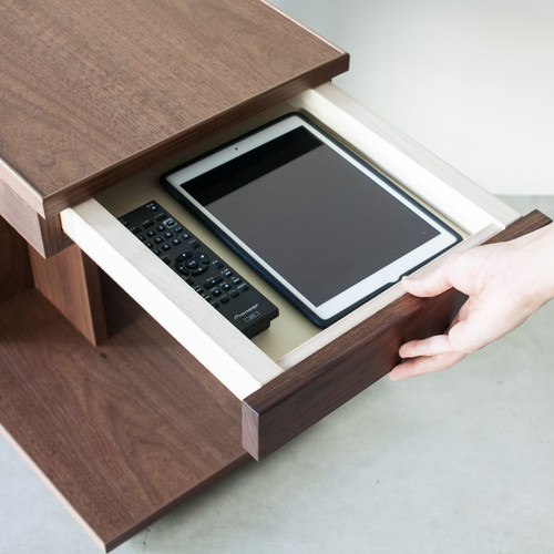 【未使用品】オーク サイドテーブル　木製サイドテーブル キャスター付き サイドテーブル 収納付 キャスター付き ウォールナット オーク 日本製