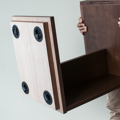 サイドテーブル 収納付 キャスター付き ウォールナット オーク 日本製