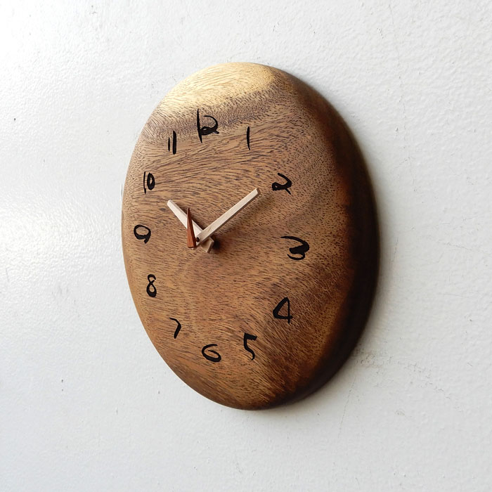 木の時計　掛時計　モンキーポッド 木の時計（スタンド付）モンキーポッド 無垢 φ24cm 掛け時計 置き時計