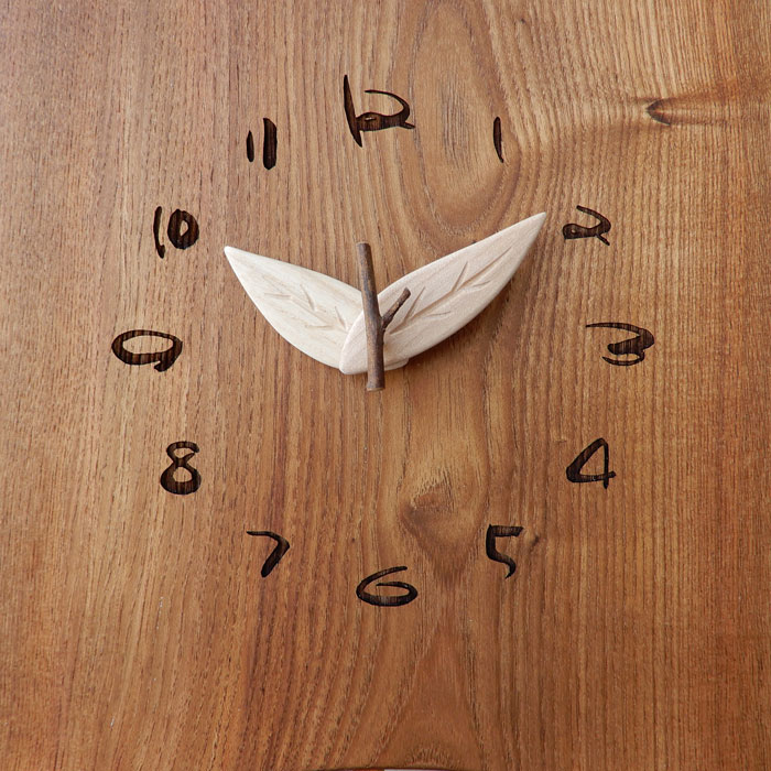 木の振り子時計 槐（エンジュ）無垢 幅20cm 掛け時計 振り子時計 木の