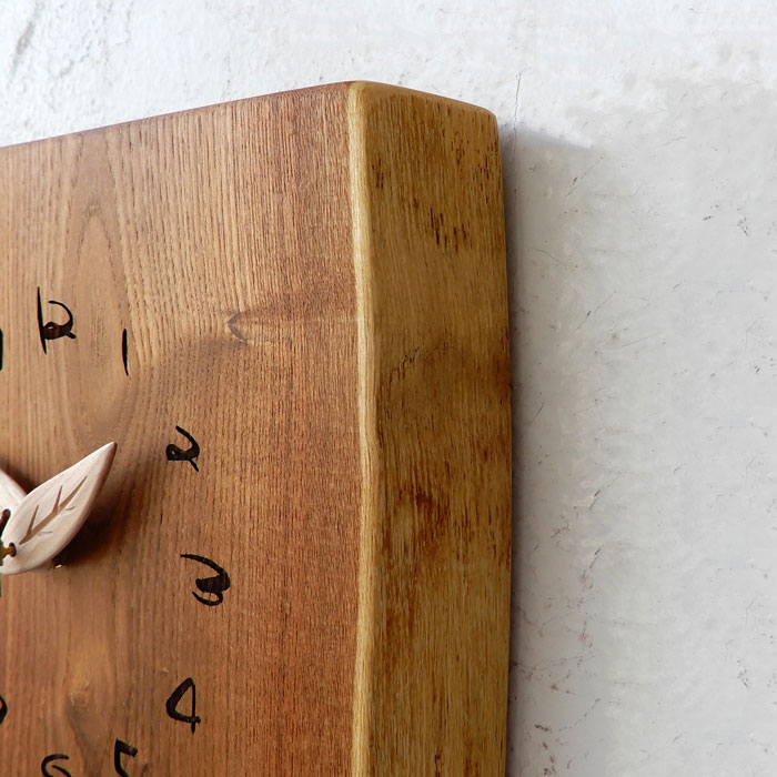 木の振り子時計 槐（エンジュ）無垢 幅20cm 掛け時計 振り子時計 木の